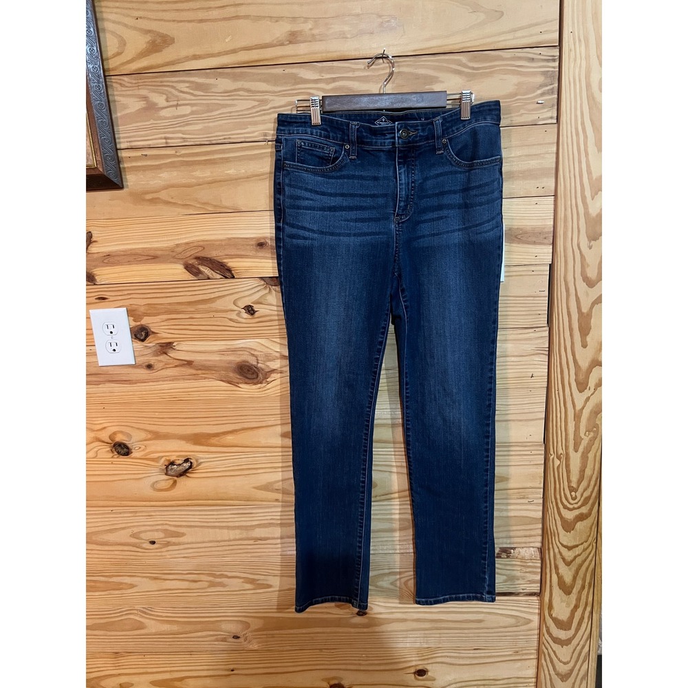 St. John's Bay Jeans Womens 12 High MId Rise Straight Leg Stretch Denim Pants